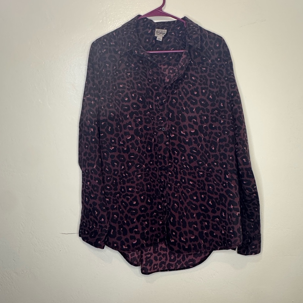 Como Vintage Pink and Black Animal Print Blouse